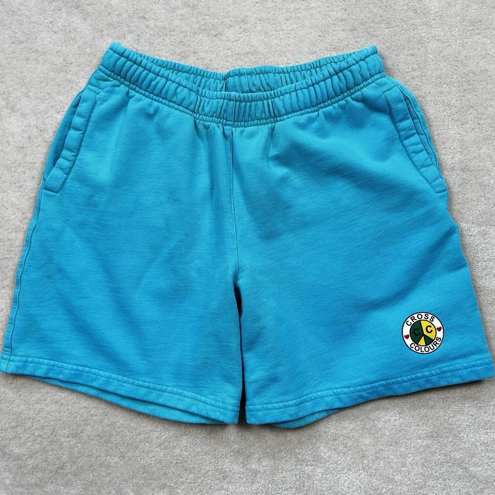 VTG 90s Cross Colours Shorts Men's Med Sweat Fleece Drawstring 6" Inseam